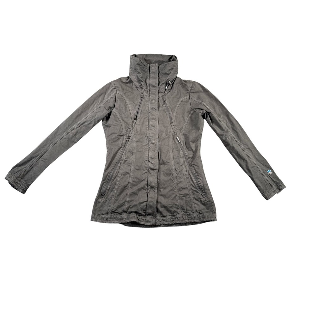 Kuhl Jacket Womens XS Gray Lena Projekt Hooded Hiking Camping Outdoors Rain Logo